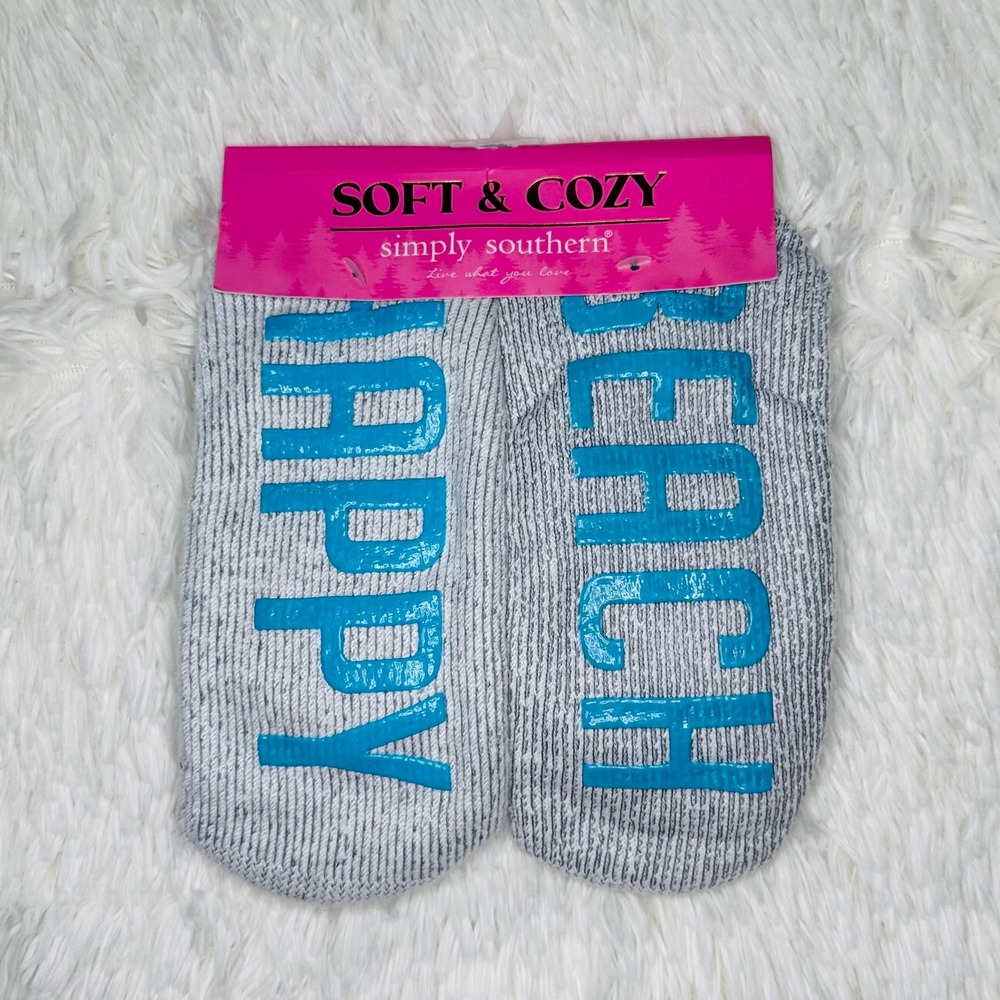 New Simply Southern Soft & Cozy Sherpa Lined Fuzzy Socks Happy Beach Women 4-10